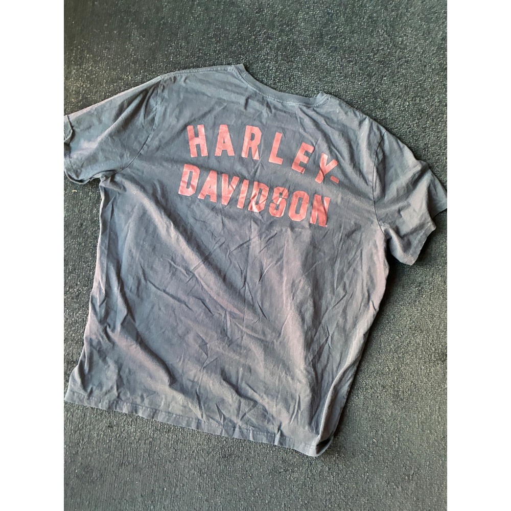 Harley Davidson Mens 3XL Charcoal Gray Red Graphic TShirt Short Sleeve Biker Tee